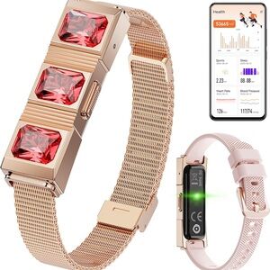 Rose Gold Smart Bracelet with Red Accents and 2 bands NWT